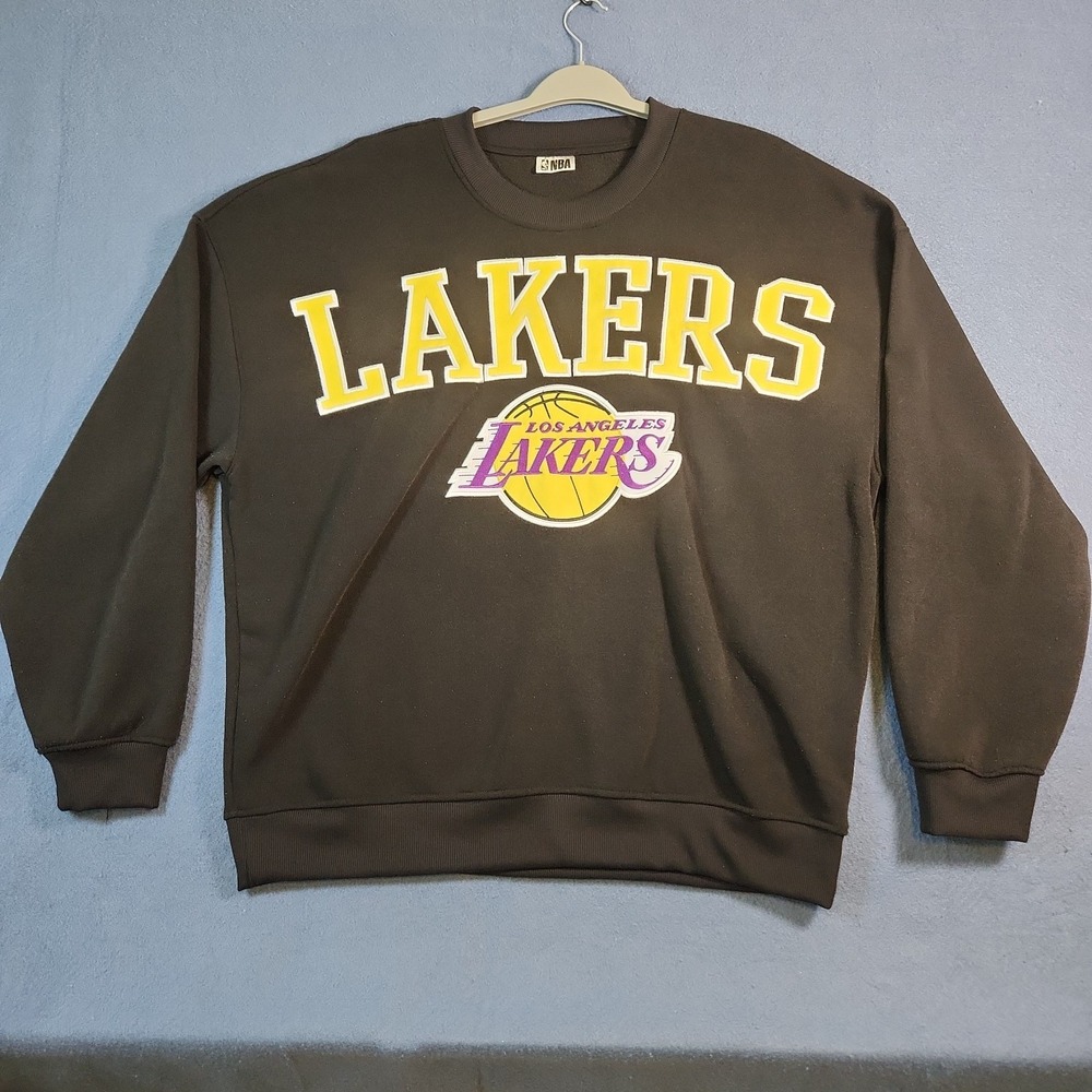 NBA Lakers Pullover Crewneck 2024 Black with embroidered logo on front size 2XL
